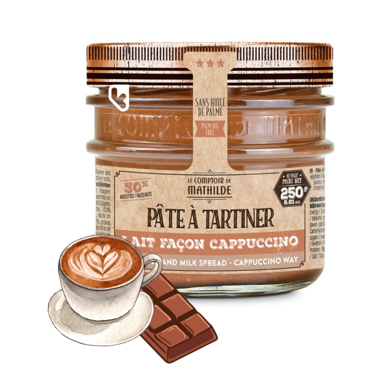 PATE A TARTINER CHOCOLAT AU LAIT CAPPUCCINO 250G - LE COMPTOIR DE MATHILDE