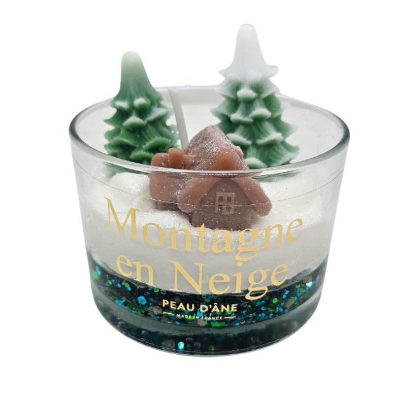 BOUGIE VERRINE MONTAGNE EN NEIGE - PEAU D'ÂNE