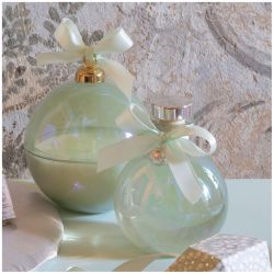 BOUGIE PARFUMÉE DÉCORATIVE - BOULE DE NOEL - Fête Nacrée - SAPIN GIVRÉ- MATHILDE.M