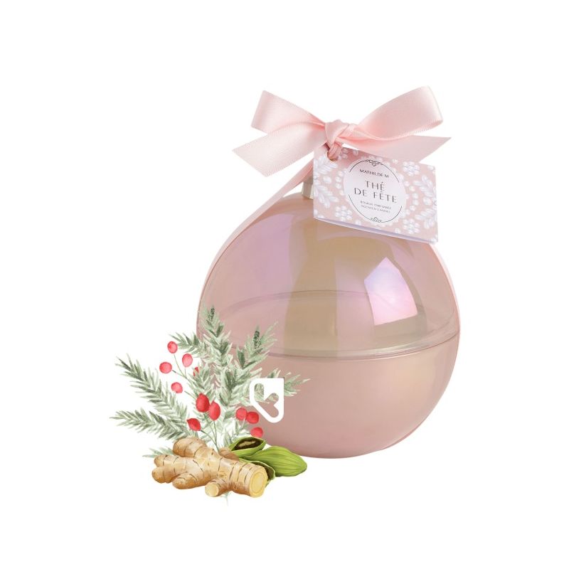 BOUGIE PARFUMÉE DÉCORATIVE BOULE DE NOEL FN THÉ DE FÊTE- M.ATHILDE.M