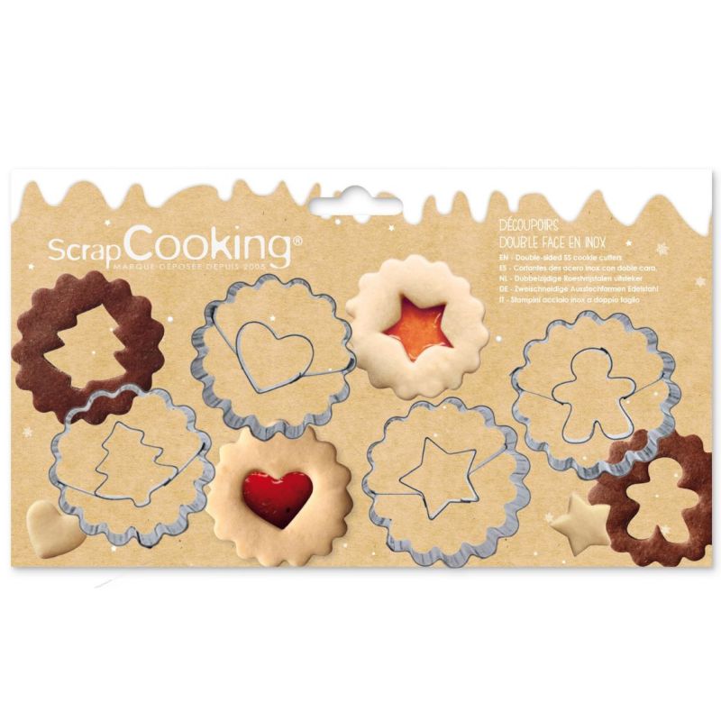 4 DÉCOUPOIRS LINZER SAPIN GINGER ÉTOILE COEUR - SCRAPCOOKING