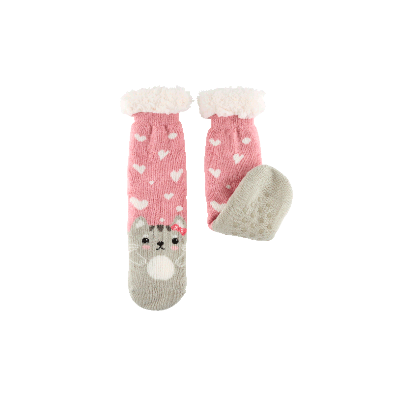 CHAUSSETTES SHERPA - CHAT COEUR - DERRIERE LA PORTE