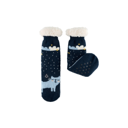 CHAUSSETTES SHERPA - CHAT NUAGE - DERRIERE LA PORTE