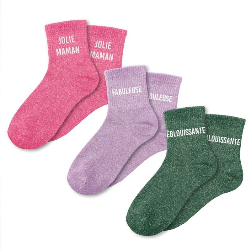COFFRET TRIO CHAUSSETTES PAILLETTES JOLIE MAMAN