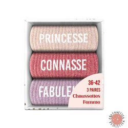 COFFRET TRIO CHAUSSETTES PAILLETTES PRINCESSE CONNASSE FABULEUSE