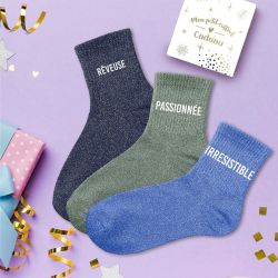 Coffret Trio de Chaussettes - Rêveuse, Passionnée, Irrésistible.