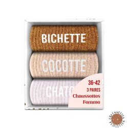Coffret Trio de Chaussettes à paillettes - Bichette, Cocotte, Chaton.