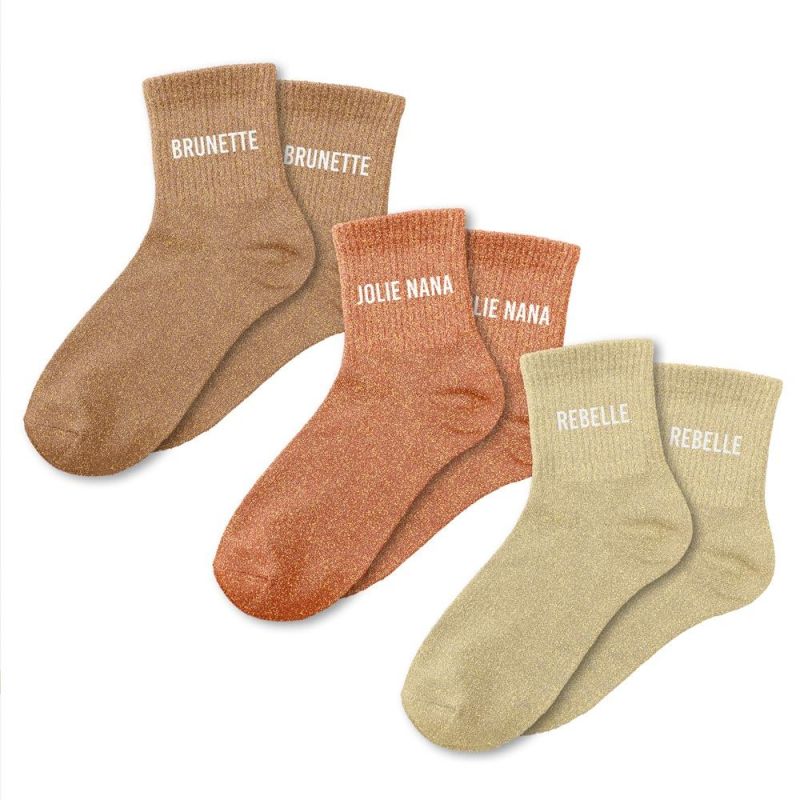 Coffret Trio de Chaussettes à Paillettes - Brunette, Jolie Nana - Rebelle