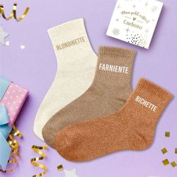 Coffret Trio de Chaussettes à paillettes - Blondinette, Farniente, Bichette.