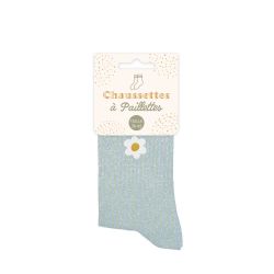 Chaussettes à paillettes - Fleur