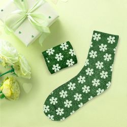 Chaussettes à paillettes - Vert Fleur