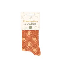 Chaussettes à paillettes - Orange Soleil