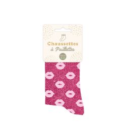 Chaussettes à paillettes - Rose Bouche