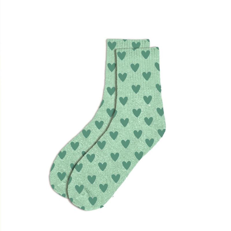 Chaussettes à paillettes - Vert menthe Coeur