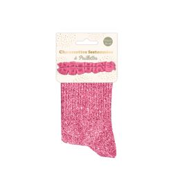 Chaussettes feston à paillettes - Rose