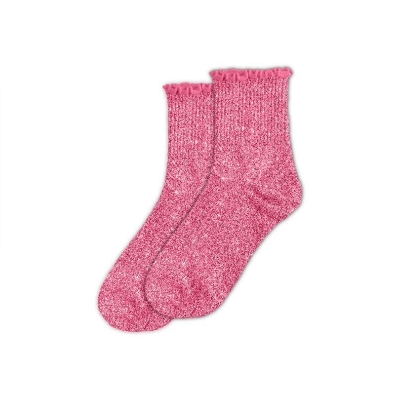 Chaussettes feston à paillettes - Rose