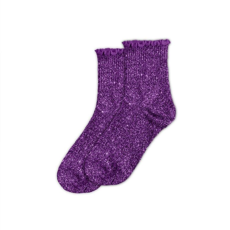 Chaussettes feston à paillettes - Violet