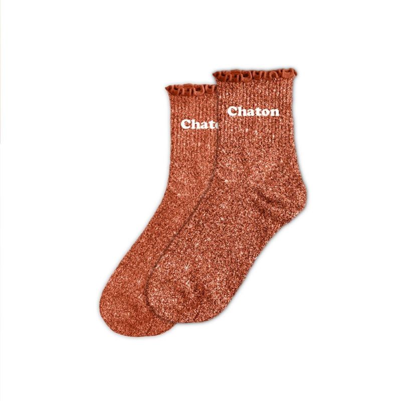 Chaussettes feston à paillettes - Chaton