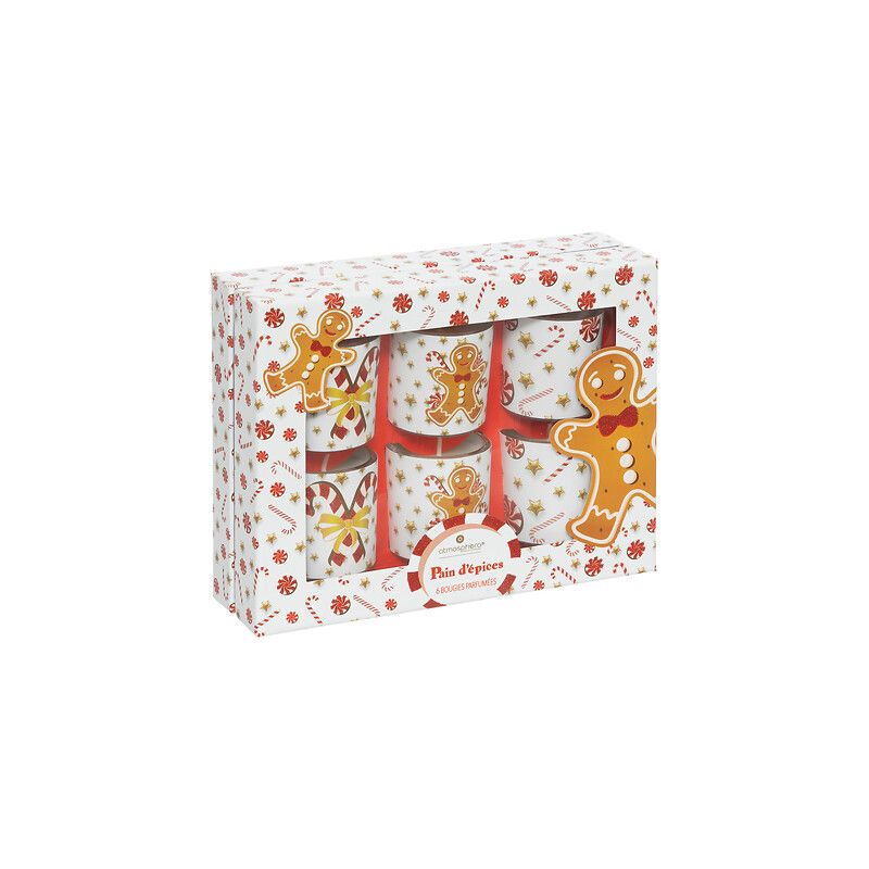 Bougie parfumée en photophore x6 - Epices de Noël - 240g - ATMOSPHERA