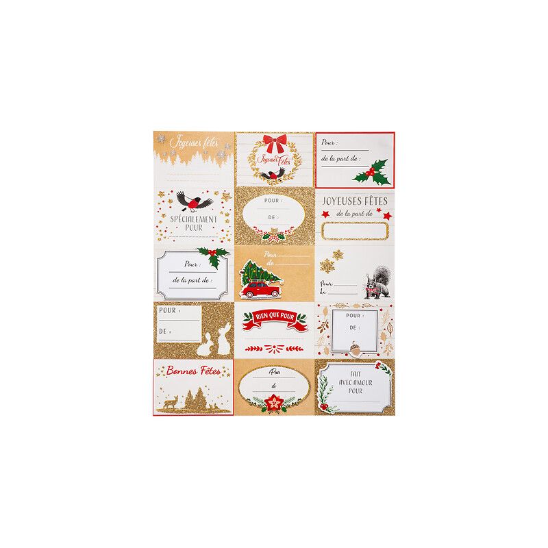 Etiquettes Prénoms pour Cadeaux de Noël x15 - Atmosphera