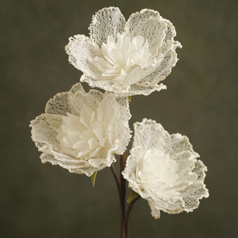 FLORA LYDIA FLEUR DENTELLE TRIPLE BLANCHE - HOME EDELWEISS