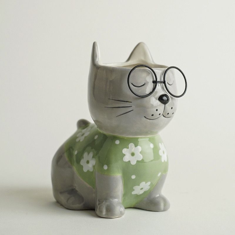 MAURICE CONTENANT CHAT LUNETTE 16CM  - HOME EDELWEISS