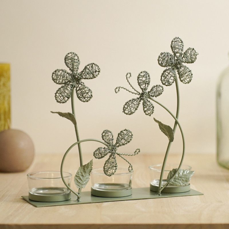 INNOCENCE BOUGEOIR FLEUR TRIPLE VERT - HOME EDELWEISS