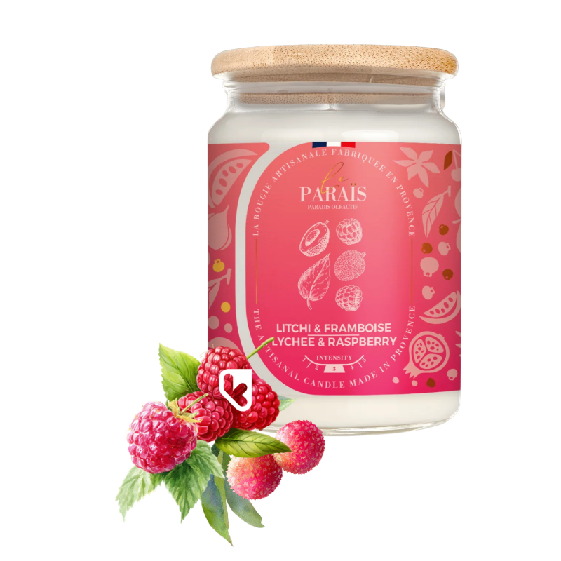 BOUGIE PARFUMEE 700ML LITCHI et FRAMBOISE - LE PARAÏS