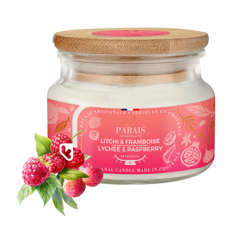 BOUGIE PARFUMEE 300ML LITCHI et FRAMBOISE - LE PARAÏS