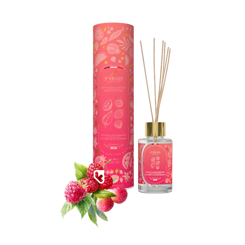 DIFFUSEUR BÂTONS LITCHI et FRAMBOISE 100ML - LE PARAÏS
