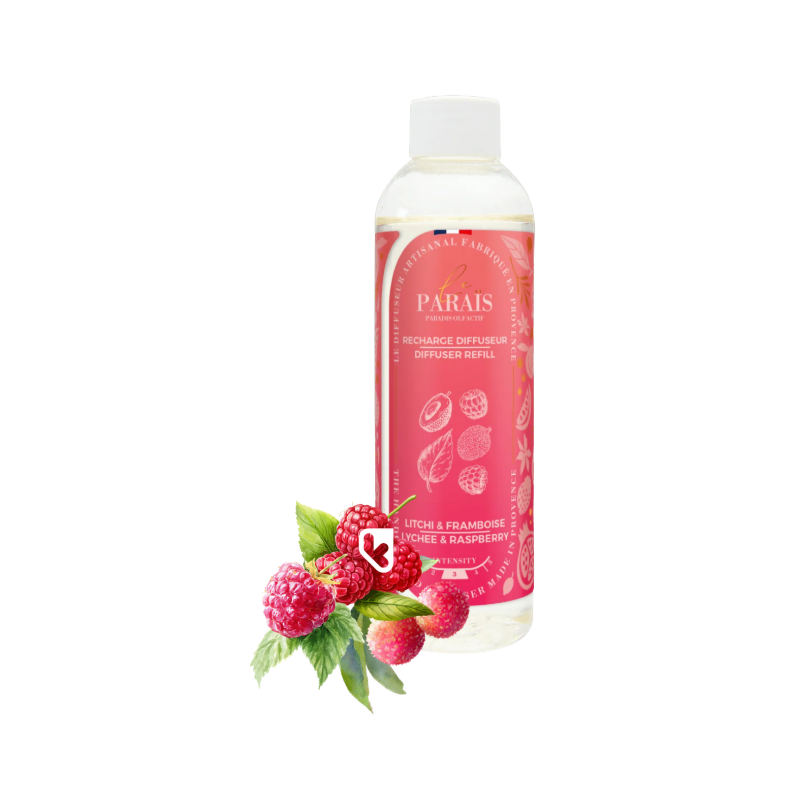 RECHARGE DIFFUSEUR LITCHI et FRAMBOISE 200ML - LE PARAÏS