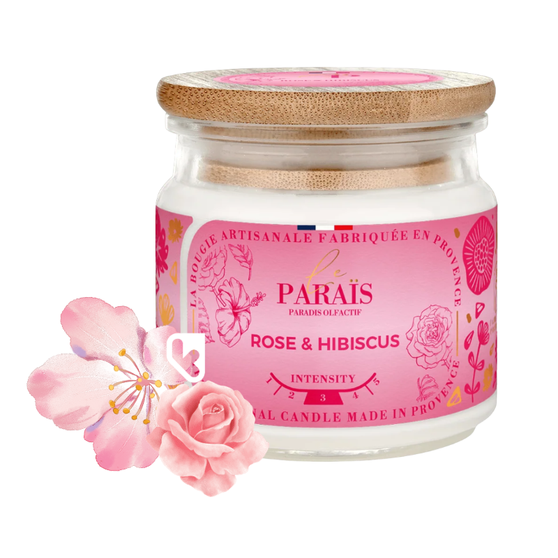 BOUGIE PARFUMEE 150ML ROSE et HIBISCUS - LE PARAÏS