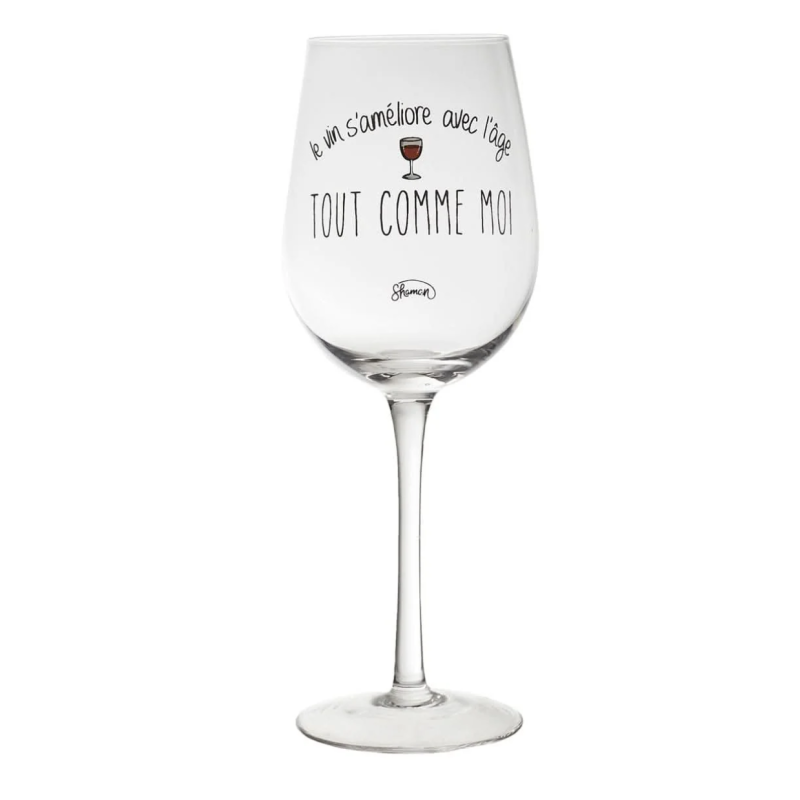 VERRE À VIN LE VIN S'AMÉLIORE AVEC L'ÂGE - LA CHAISE LONGUE