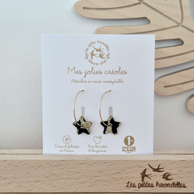 CRÉOLES ÉTOILES LÉOPARD DORÉES - LES PETITES HIRONDELLES