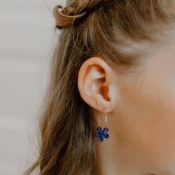 Créoles à paillettes - FLEURS LÉOPARD ARGENTÉES - LES PETITES HIRONDELLES