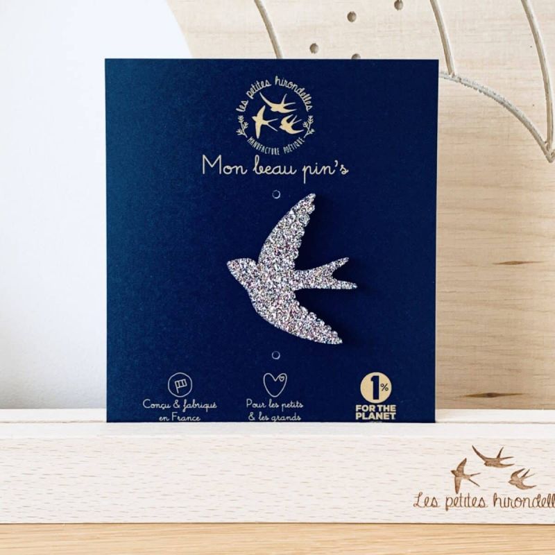 Broche en feutrine pailletée - HIRONDELLE MULTICOLORE - LES PETITES HIRONDELLES
