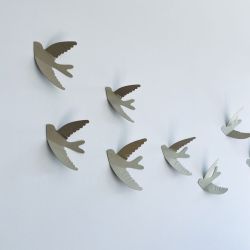 HIRONDELLES MURALES EN PAPIER - DORE - LES PETITES HIRONDELLES