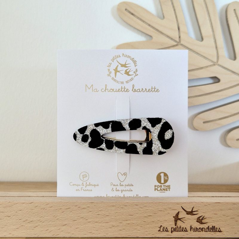 Barrette Pince à paillettes léopard argentée - LES PETITES HIRONDELLES