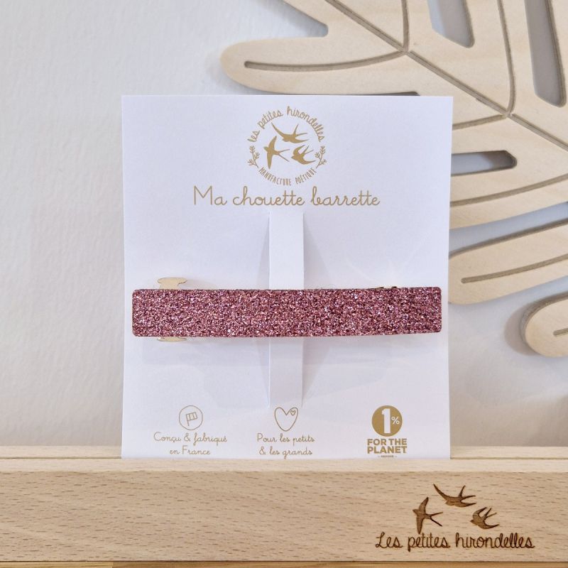 Barrette Clip à paillettes rose - LES PETITES HIRONDELLES