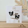 BARRETTES DOUBLES COEURS LEOPARD ARGENTEES - LES PETITES HIRONDELLES