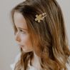 BARRETTES DOUBLES FLEURS LEOPARD DOREES - LES PETITES HIRONDELLES