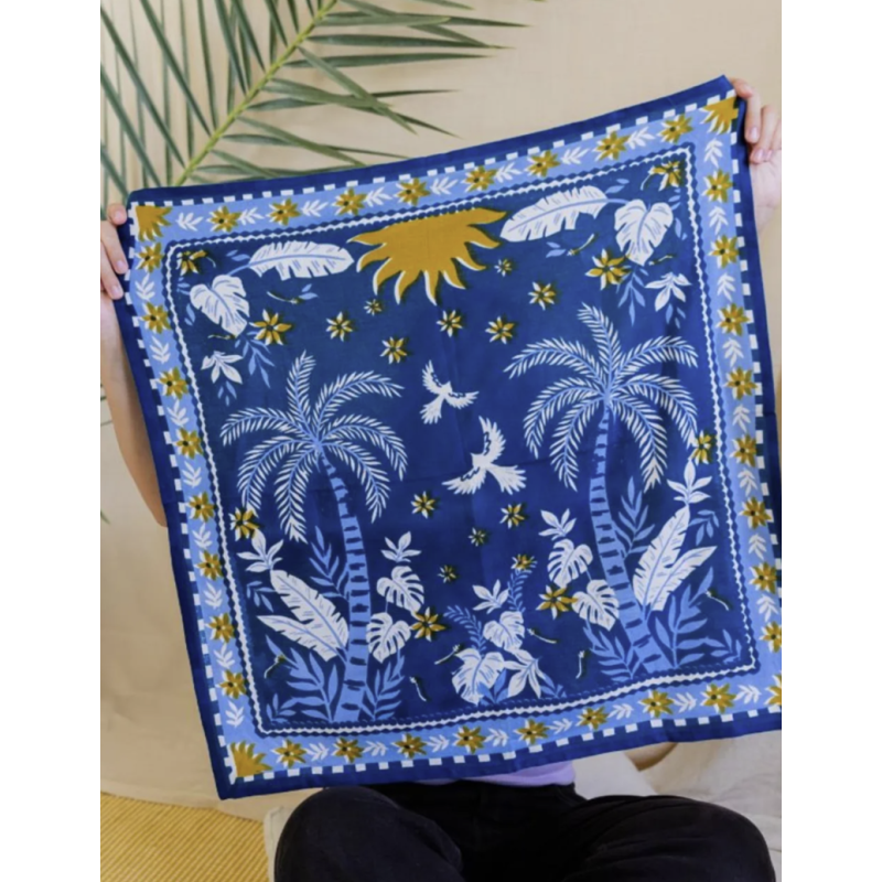 GRAND FOULARD - TROPICAL SPIRIT BLUE  - BINDI ATELIER