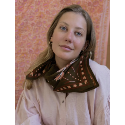 GRAND FOULARD - BLOOM KHAKI - BINDI ATELIER