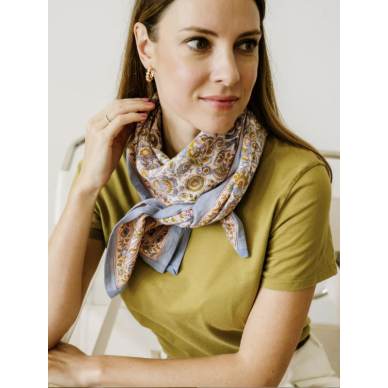 GRAND FOULARD - GARDA BLEUET - BINDI ATELIER