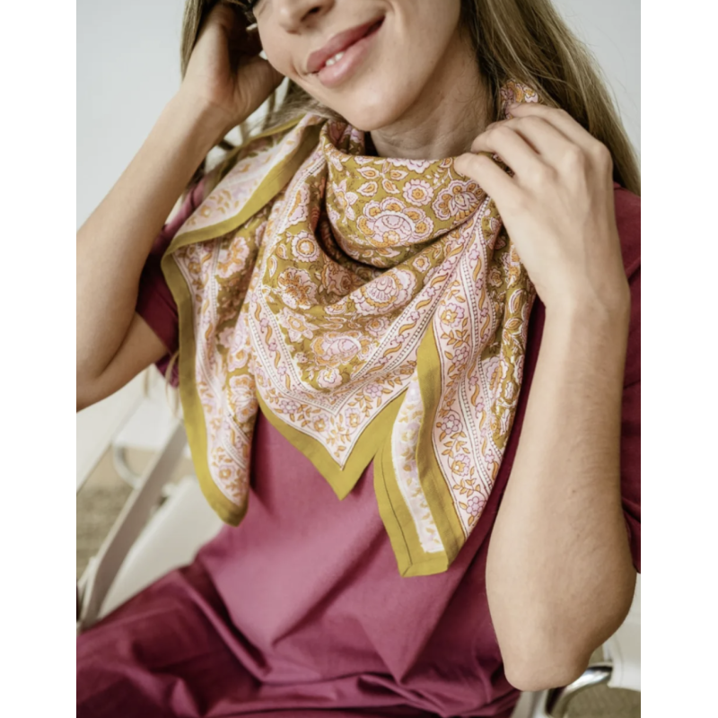 GRAND FOULARD - GARDA KHAKI  - BINDI ATELIER