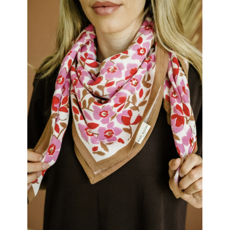 GRAND FOULARD - AMELIA PINK  - BINDI ATELIER