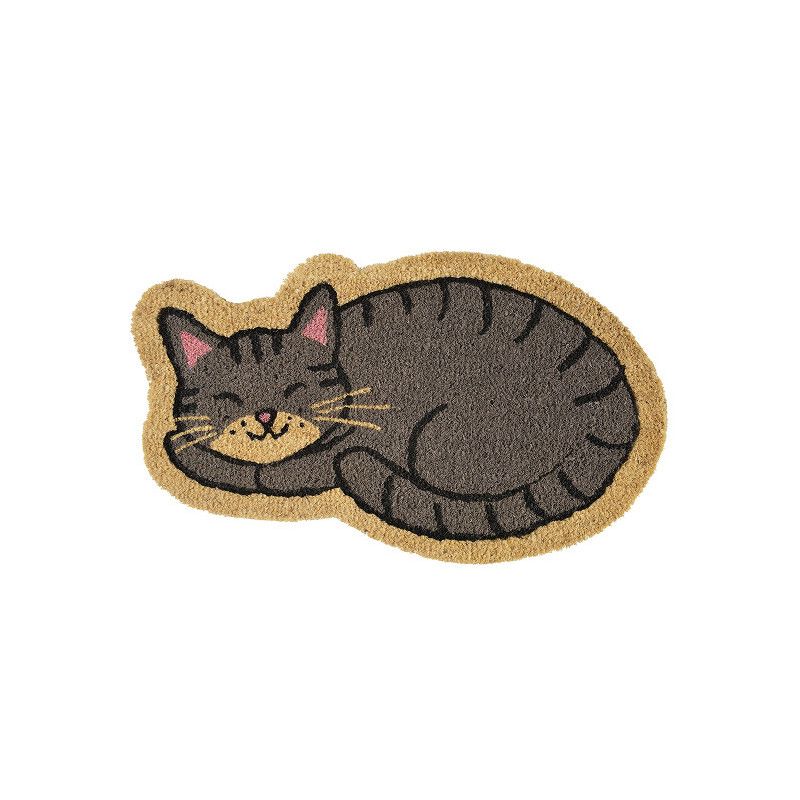 PAILLASSON COCO/PVC - CHAT FORME - DERRIERE LA PORTE