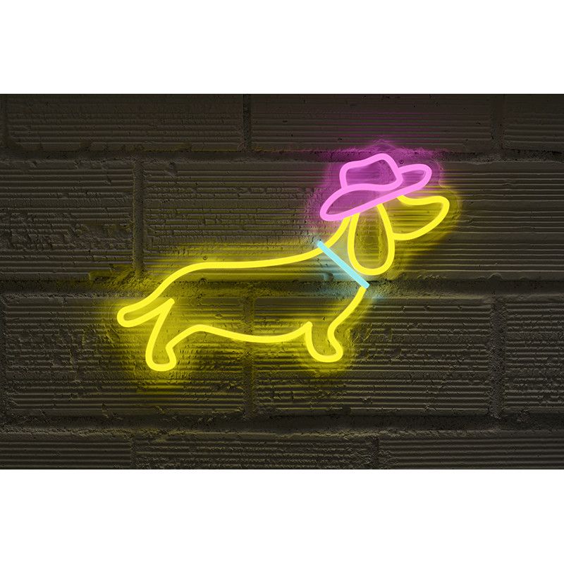 LED NEON WALL - CHIEN COWBOY - DERRIÈRE LA PORTE