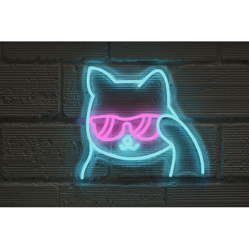 LED NEON WALL -  CHAT LUNETTES - DERRIERE LA PORTE