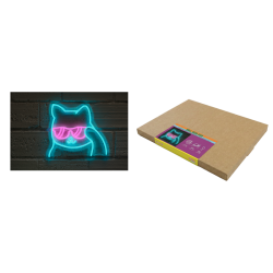LED NEON WALL -  CHAT LUNETTES - DERRIERE LA PORTE
